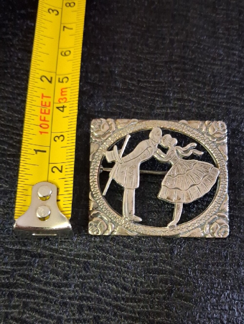 Stirling Silver Vintage Silhouette Couple Brooch Pin - Picture 4 of 5